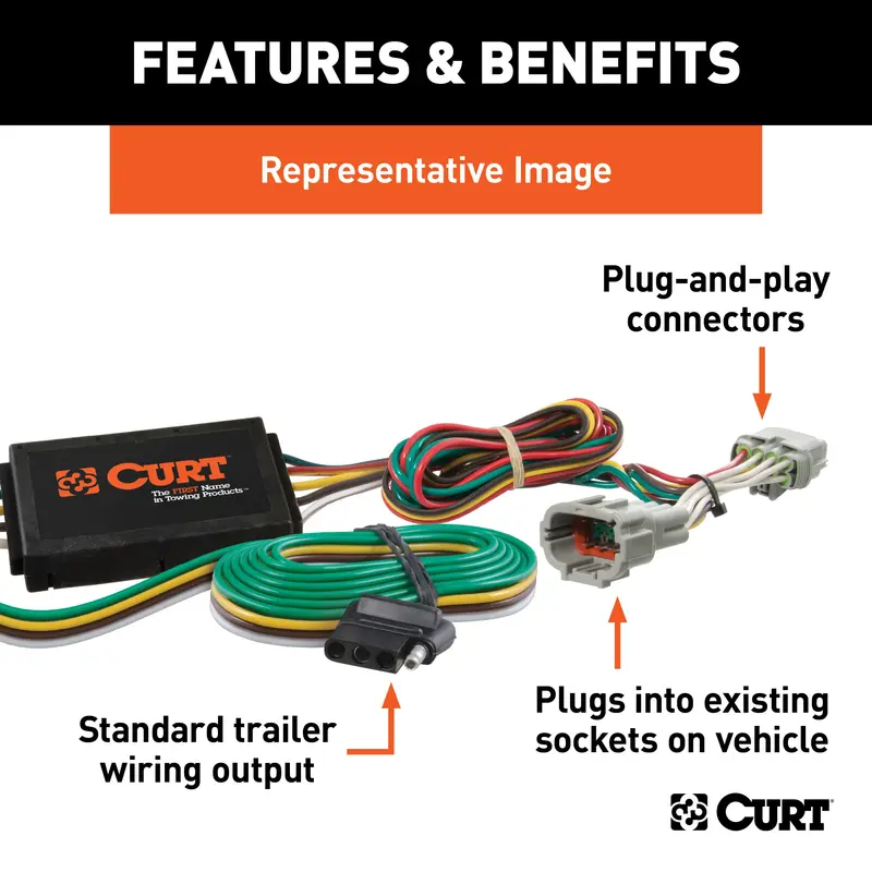 Curt Custom 4-Way Flat Trailer Wiring Harness For Select Chrysler 200 Models 1