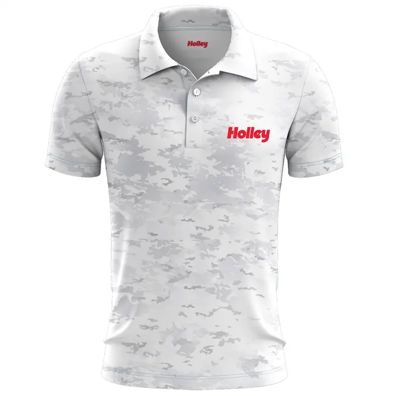 Holley Sublimated Arctic White Camo Polo Shirt – Medium 1
