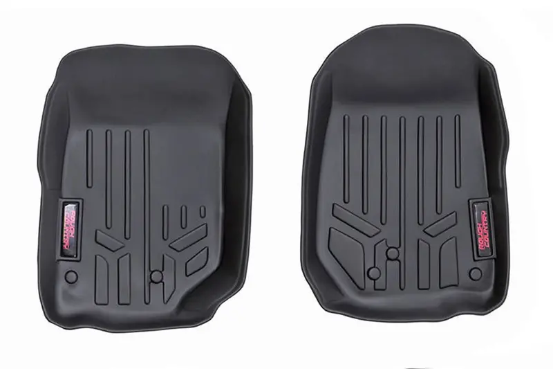 Rough Country M-6142 Custom-Fit Front Floor Mats – Heavy-Duty Rubber Liners For 2014–2018 Jeep Wrangler Jk 4Wd 1
