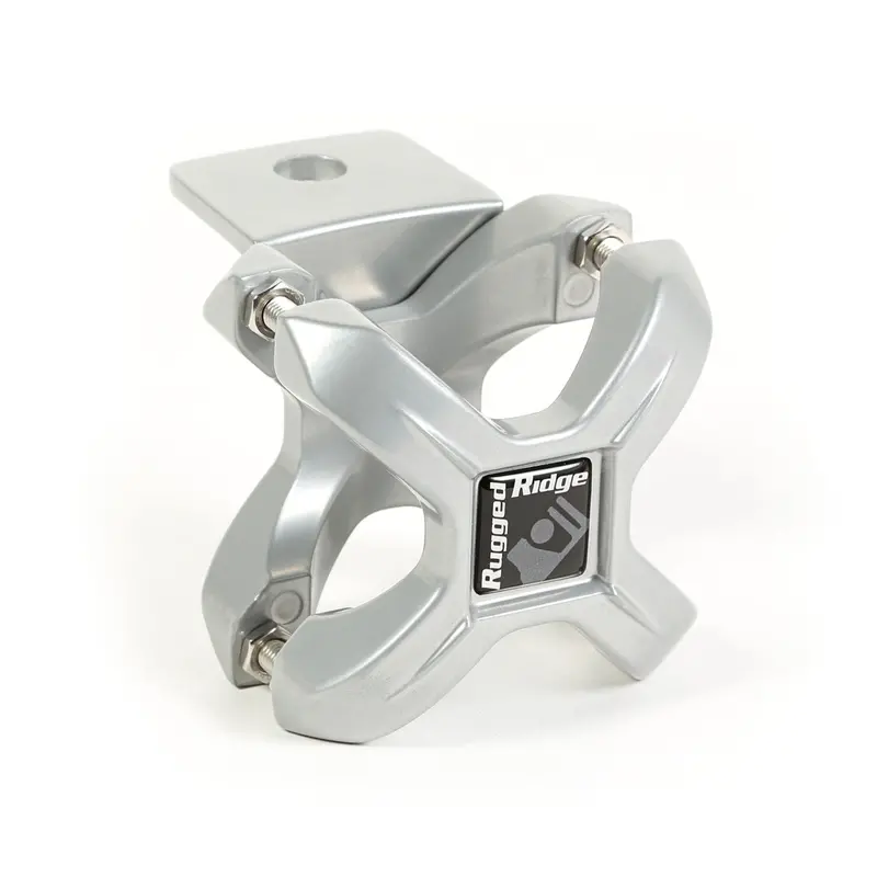 Rugged Ridge X-Clamp Light Mount – Adjustable Silver Bracket For 1.25–2 In Round Bars 1