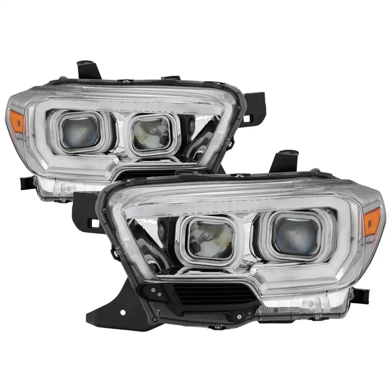 Spyder Auto 9043017 Chrome Projector Headlights With Sequential Turn Signals And Drl Bar 1