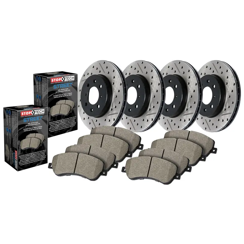Stoptech 935.65161 Drilled & Slotted Street Brake Kit – Full 4-Wheel System 1