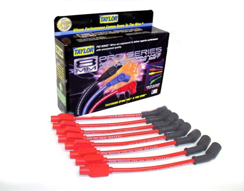 Taylor Cable 72205 8Mm Spiro-Pro Ignition Wire Set – Red, 180° Boots, Stock-Length 1